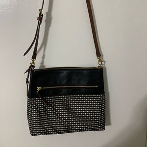 Fossil Stylish Black and White Crossbody Bag